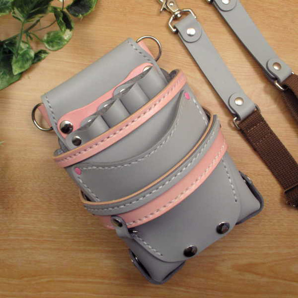 ブラック＆パープル 本革シザーケース＆ブラシケース 6丁 SCA-69/CKB