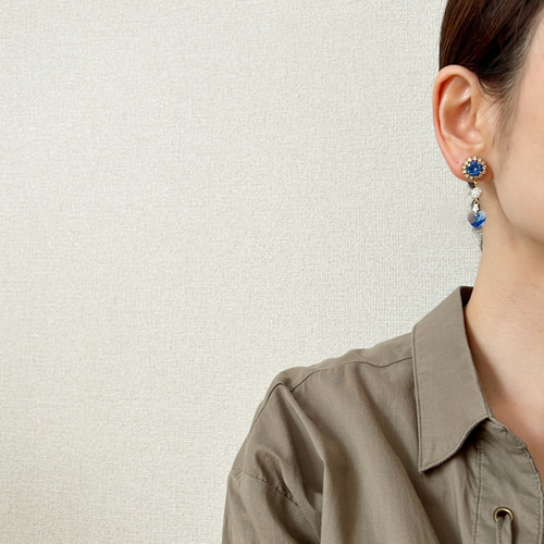 スワロフスキー ブルーハートピアス スワロフスキー classy heart 6mm デニムブルー 青 ハートの