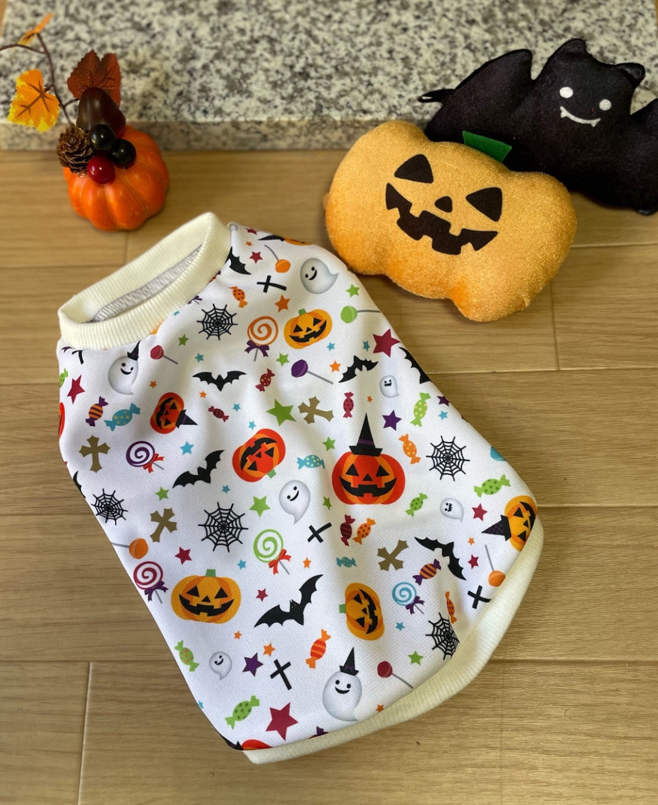 高級感あるオリジナルプリント ハロウィン犬服 タンクトップ
