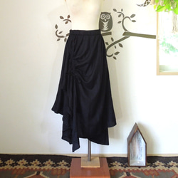オーバースカート付きサルエルパンツ●ブラック 3枚目の画像