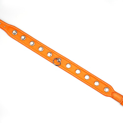 スタイリッシュレザー　オレンジ　チョーカー 本革製 ソフト 　宝石　ジェムストーン　クリア　調節可能 人間用首輪 3枚目の画像