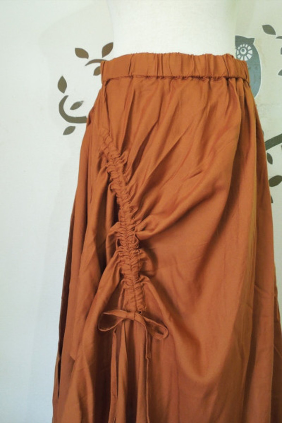 オーバースカート付きサルエルパンツ●ブラウン 4枚目の画像