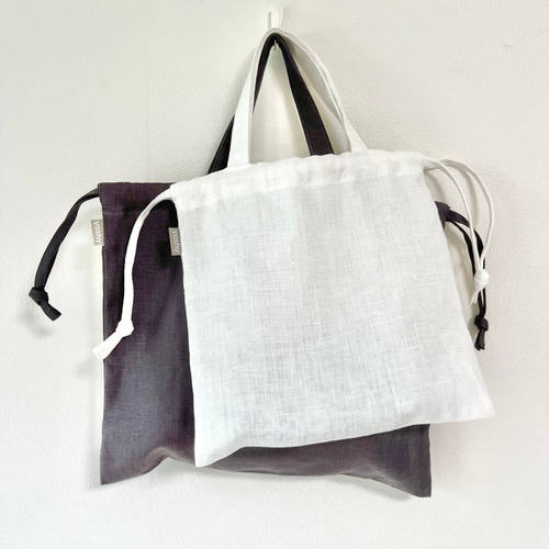 選べる色＊リネン巾着バッグSサイズ(バッグインバッグ) 巾着バッグ