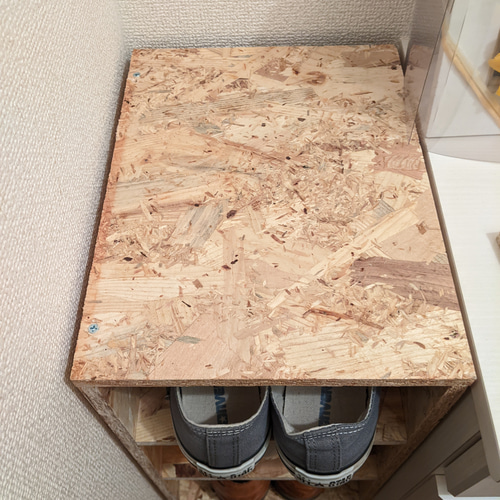 サイズ指定可能　OSBボード　靴箱　棚　ラック　キャビネット 大工がOSB材で作る キャビネット、シューズラック 、棚 棚・シェルフ