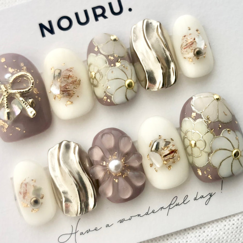 504ネイルチップ現品販売　淡色　成人式　和柄和装　くすみカラー　振袖　結婚式 504ネイルチップ現品販売　淡色　成人式　和柄和装　くすみカラー　振袖　結婚式