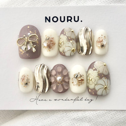 振袖ネイル《和柄くすみ紫》ネイルチップ【サイズオーダー制】一