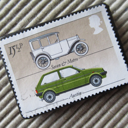 イギリス　自動車切手ブローチ 9621 2枚目の画像