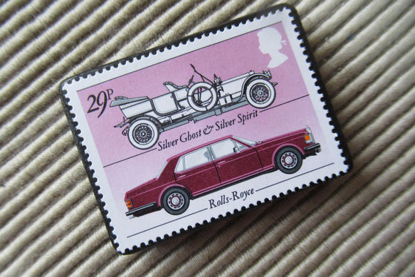 イギリス　自動車切手ブローチ 9624 2枚目の画像
