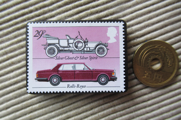 イギリス　自動車切手ブローチ 9624 3枚目の画像