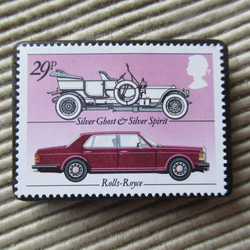 イギリス　自動車切手ブローチ 9624 1枚目の画像