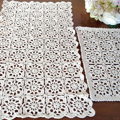 樹里レース編みドイリーお花モチーフホワイトハンドメイド 樹里様専用レース編みドイリーホワイトハンドメイド ハンドメイド
