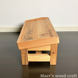 国産杉の無垢材　ペット用フードテーブル　18ｘ40cm　オイル仕上げ　給餌台　ペットテーブル 4枚目の画像