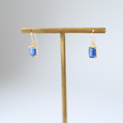 【creema限定セット】14kgf カイヤナイトのスクエアピアス/イヤリング&ネックレス ロイヤルブルー ギフト 7枚目の画像