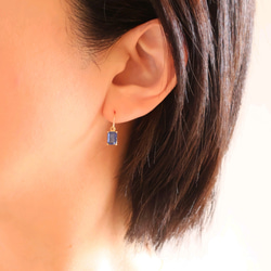 【creema限定セット】14kgf カイヤナイトのスクエアピアス/イヤリング&ネックレス ロイヤルブルー ギフト 5枚目の画像