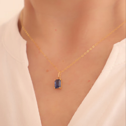 【creema限定セット】14kgf カイヤナイトのスクエアピアス/イヤリング&ネックレス ロイヤルブルー ギフト 6枚目の画像