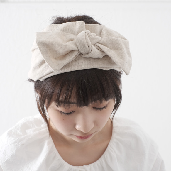 *+：。棉麻絲帶頭巾自然。 :+* 可用繡花名稱 第3張的照片