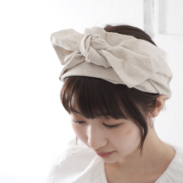 *+：。棉麻絲帶頭巾自然。 :+* 可用繡花名稱 第5張的照片