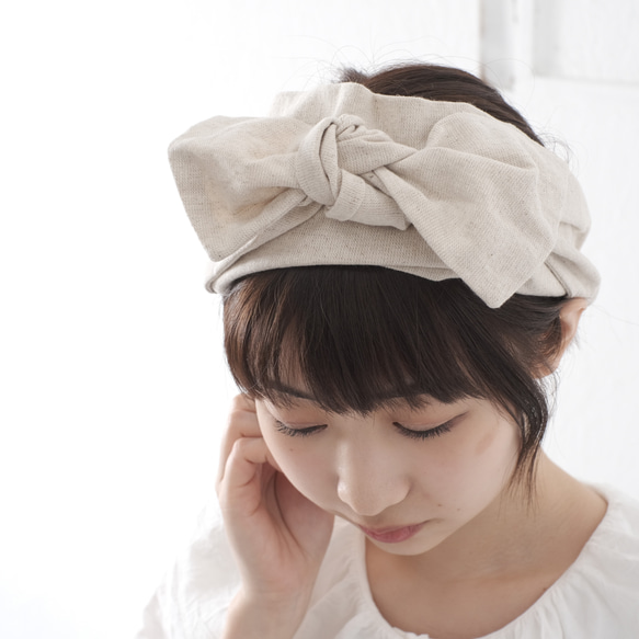 *+：。棉麻絲帶頭巾自然。 :+* 可用繡花名稱 第2張的照片