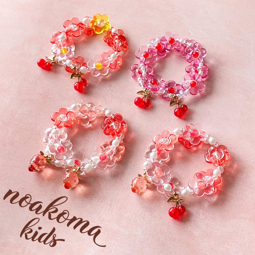子供 ビーズ ブレスレット 2点セット ♡ 姫系