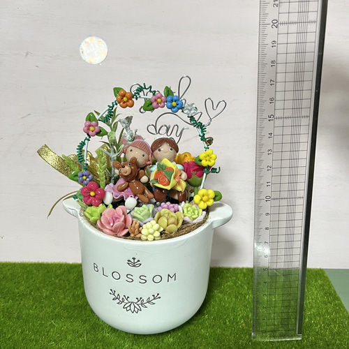 多肉植物寄せ植え〜樹脂粘土レジン(粘土細工)ガーデンピック