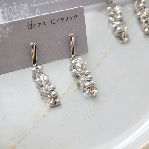 金アレ対応♥️silver～ファルファーレビーズ×サージカルステンレス 