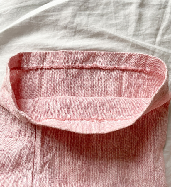 サンプル品 泥染のコットンリネン羽織カーディガン 淡い桜色 ムラ染め 送料無料 9枚目の画像