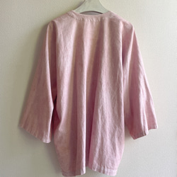 サンプル品 泥染のコットンリネン羽織カーディガン 淡い桜色 ムラ染め 送料無料 7枚目の画像