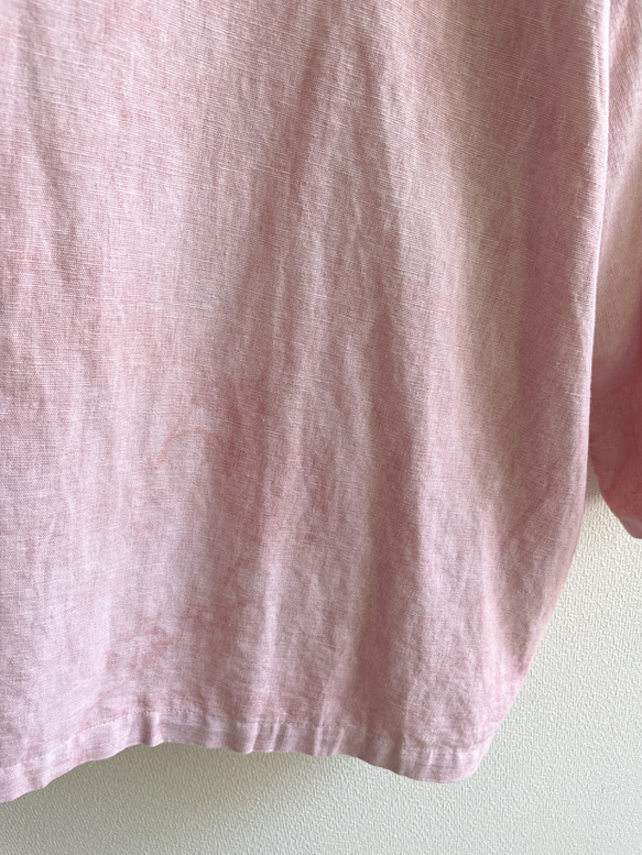 サンプル品 泥染のコットンリネン羽織カーディガン 淡い桜色 ムラ染め 送料無料 8枚目の画像