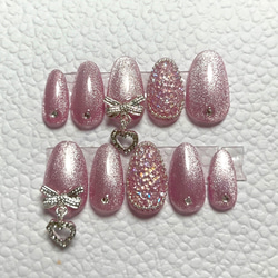 カスタマイズ可能】マグネットフレンチ×チェーンハートネイル ネイル