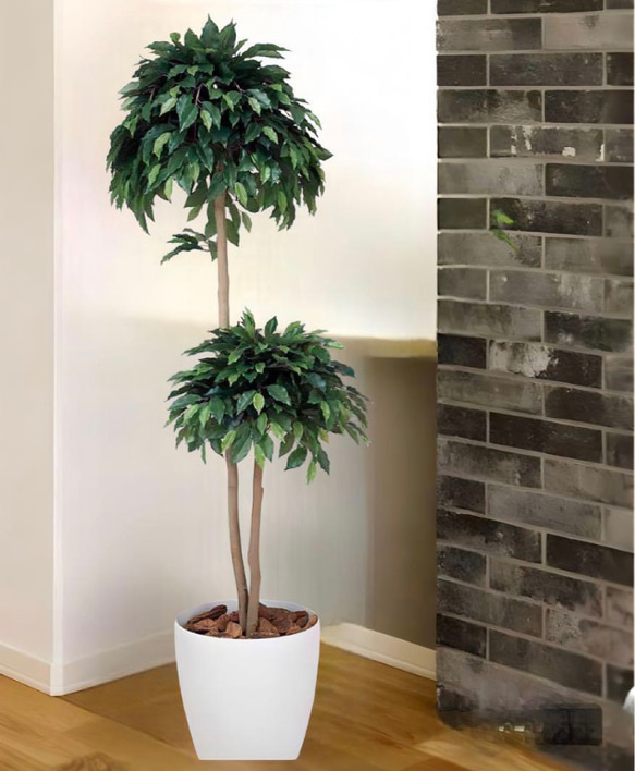 光触媒　人工観葉植物　フェイクグリーン　ベンジャミンダブル高さ1.6 2枚目の画像
