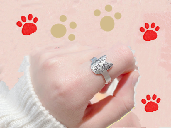 銀製　世界に一つだけの指輪.リング（太め） No：03　愛犬・愛猫ペット・動物・うさぎ・鳥・ハムスター 5枚目の画像