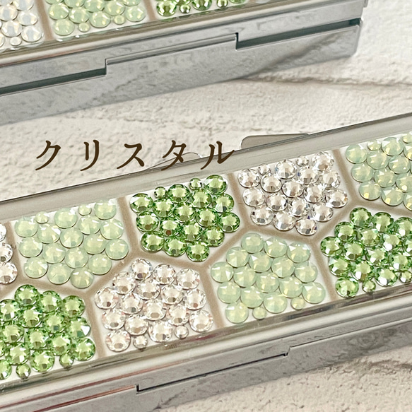 ◇ハニカム タイル◇◆ピルケース(アクセサリーケース・小物入れ)◆ 和柄 ペリドット＊クリスタルガラス 5枚目の画像
