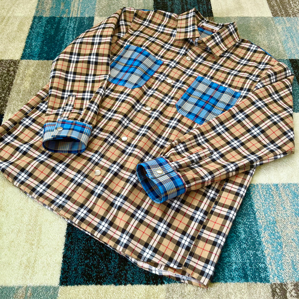 2種類のチェック柄オーバーサイズシャツジャケット 7枚目の画像