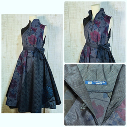 着物リメイク✤テントラインワンピース✤本場泥大島紬しつけ糸付き正絹✤ノースリーブ 着物リメイク✤テントラインワンピース✤本場泥大島紬しつけ糸付き正絹