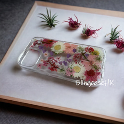 送料無料 フルーツ 本物の花 押し花ドライフラワー 樹脂 iPhone 15 全機種対応 ケース クリア スマホケース 8枚目の画像