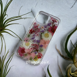 送料無料 フルーツ 本物の花 押し花ドライフラワー 樹脂 iPhone 15 全機種対応 ケース クリア スマホケース 3枚目の画像