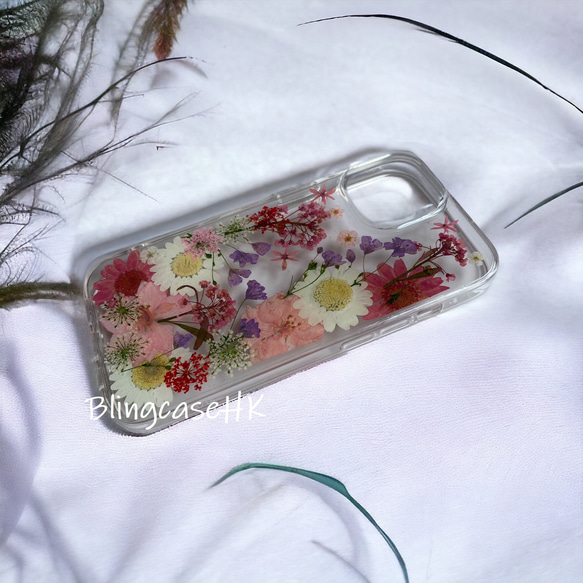 送料無料 フルーツ 本物の花 押し花ドライフラワー 樹脂 iPhone 15 全機種対応 ケース クリア スマホケース 7枚目の画像