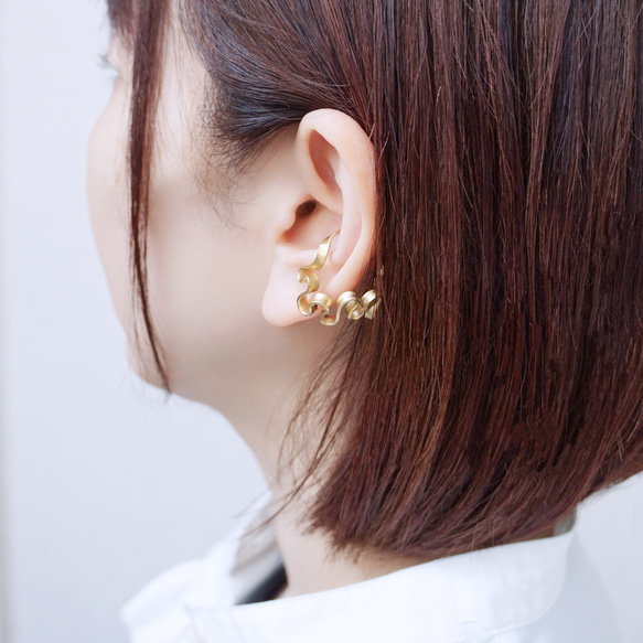 [單耳耳夾/黃銅] “手風琴”黃銅 第3張的照片