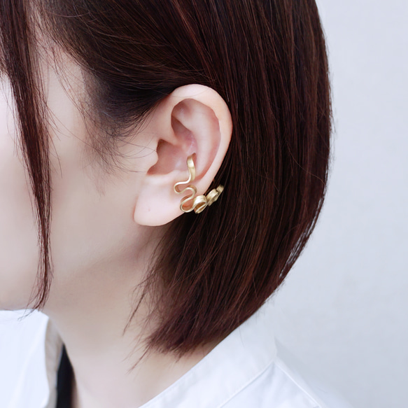 [單耳耳夾/黃銅] “手風琴”黃銅 第2張的照片