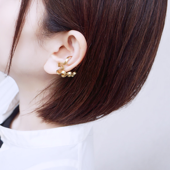 [單耳耳夾/黃銅] “手風琴”黃銅 第4張的照片