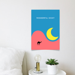 アートポスター WONDERFUL NIGHT / 月 大地 ラクダ 自然 モダン ミニマル アート 4枚目の画像