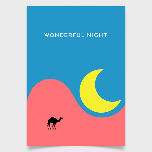 アートポスター WONDERFUL NIGHT / 月 大地 ラクダ 自然 モダン ミニマル アート 7枚目の画像