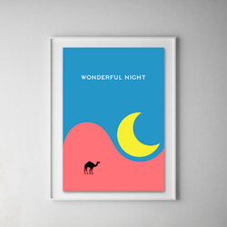 アートポスター WONDERFUL NIGHT / 月 大地 ラクダ 自然 モダン ミニマル アート 6枚目の画像