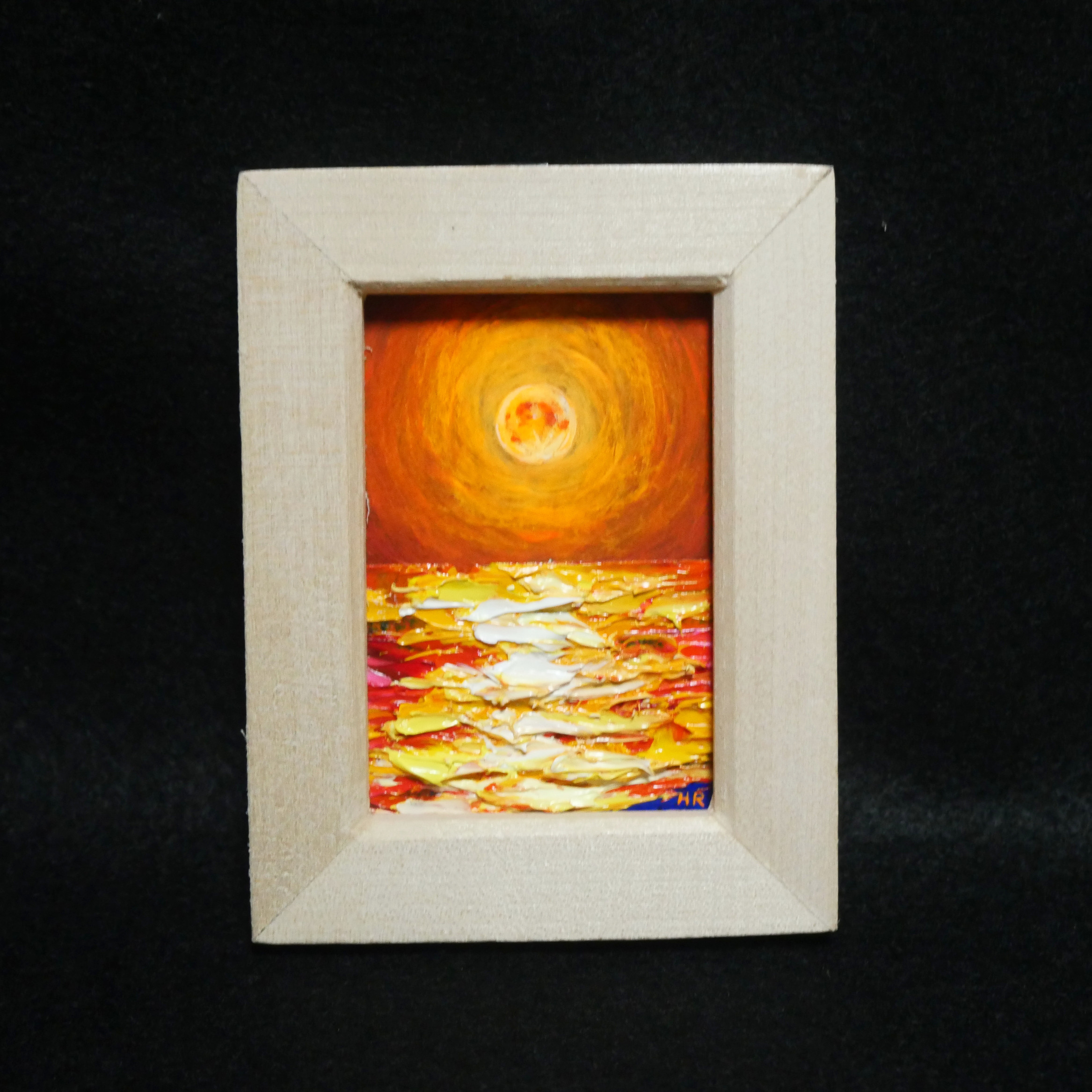 油絵 絵画 オレンジの月 【B4】