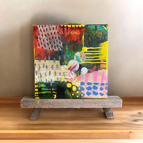 【上品】 太陽の水たまり 原画 額なし（吊り紐あり） キャンバス ミクスト 絵画