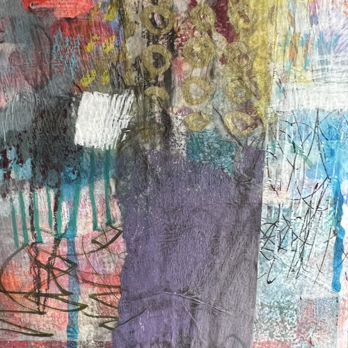 差し込む光り 原画 額なし（吊り紐あり） 木製パネル ミクストメディア