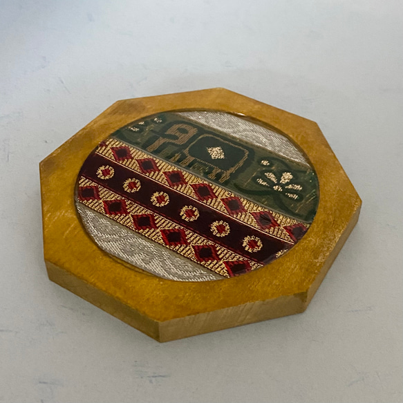 八角形コースター インド刺繍リボン 3枚目の画像