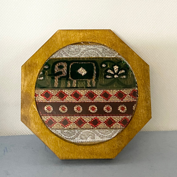 八角形コースター インド刺繍リボン 1枚目の画像
