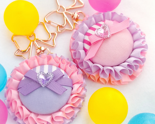 受注生産・名入れ なかよし ロゼット キーホルダー キーホルダー