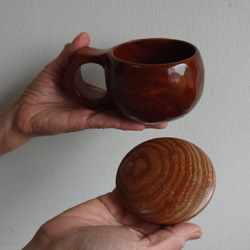 シュリ桜の一木彫りコーヒーカップ　ふた付き　 15枚目の画像